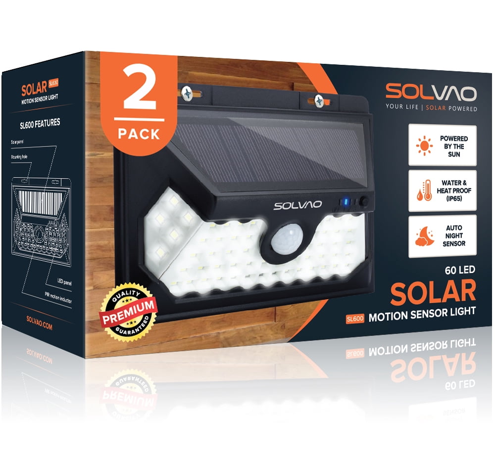 SOLVAO 60 LED Solar Motion Sensor Outdoor Lights - Solar Security Lights (2 Pack)