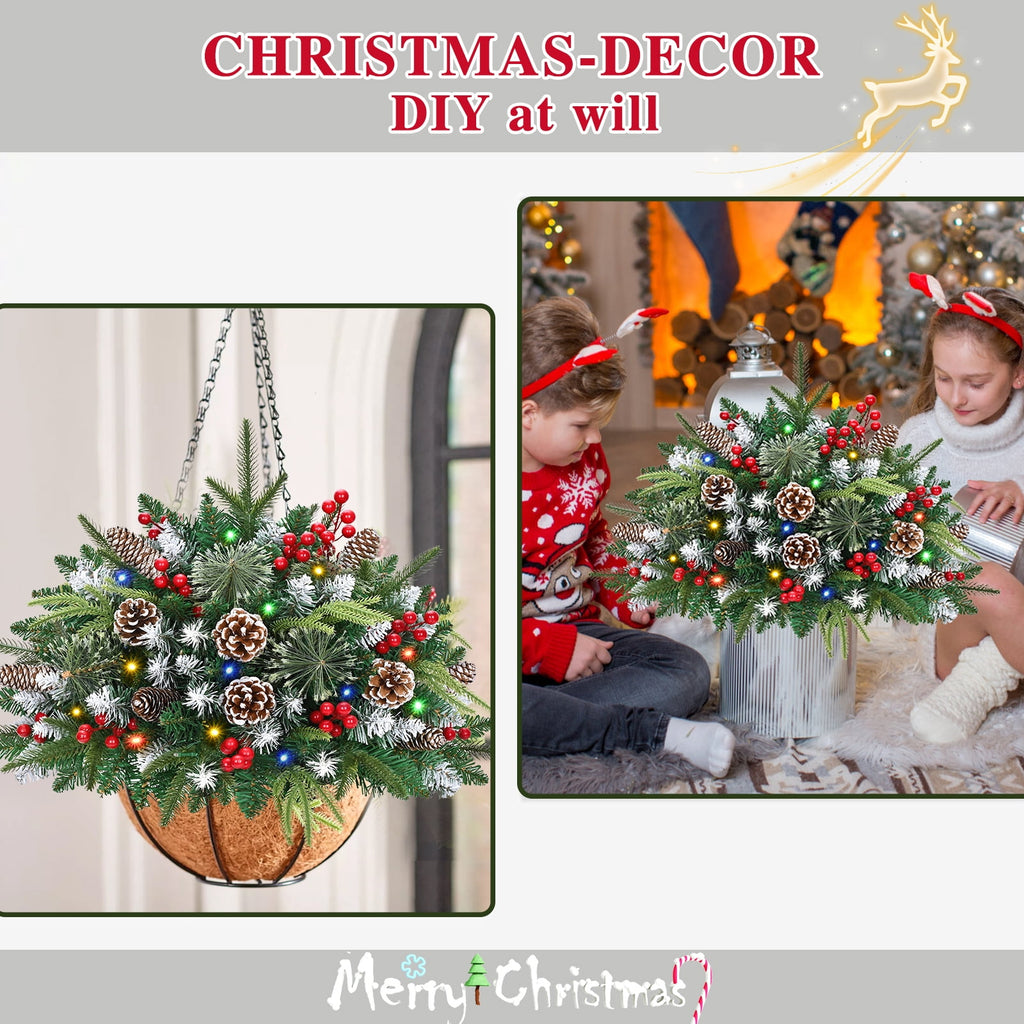 Ikfashoni 2 Pack Christmas Urn Filler, Pre-lit Outdoor Christmas Tree with Remote, Artificial Christmas Porch Pathway Decoration