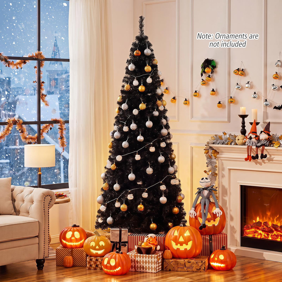 Costway 6FT Unlit Pencil Slim Tree Artificial Christmas Tree Metal Blue