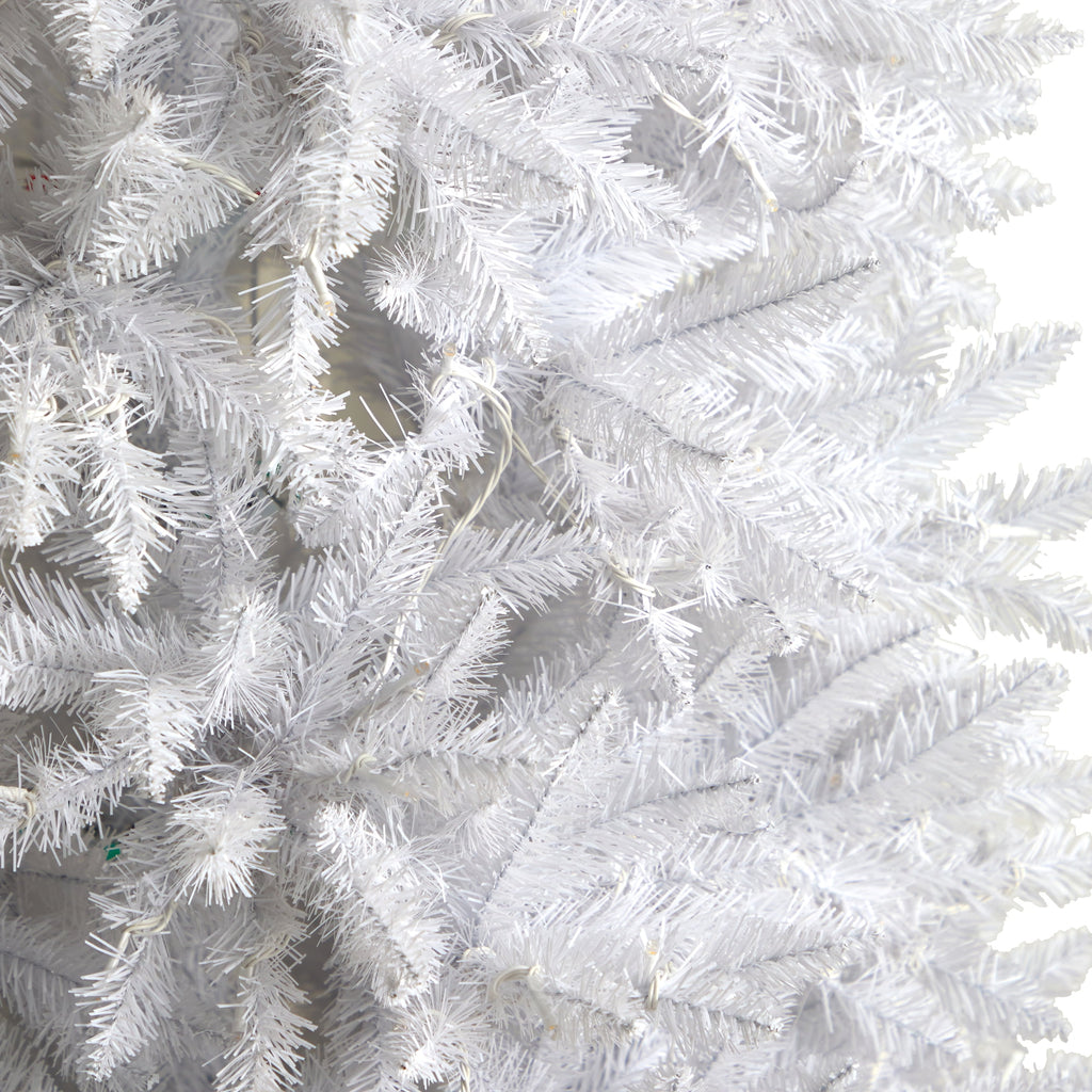Nearly Natural 3' White Slim Artificial Christmas Tree Prelit 50 Warm White LED Lights