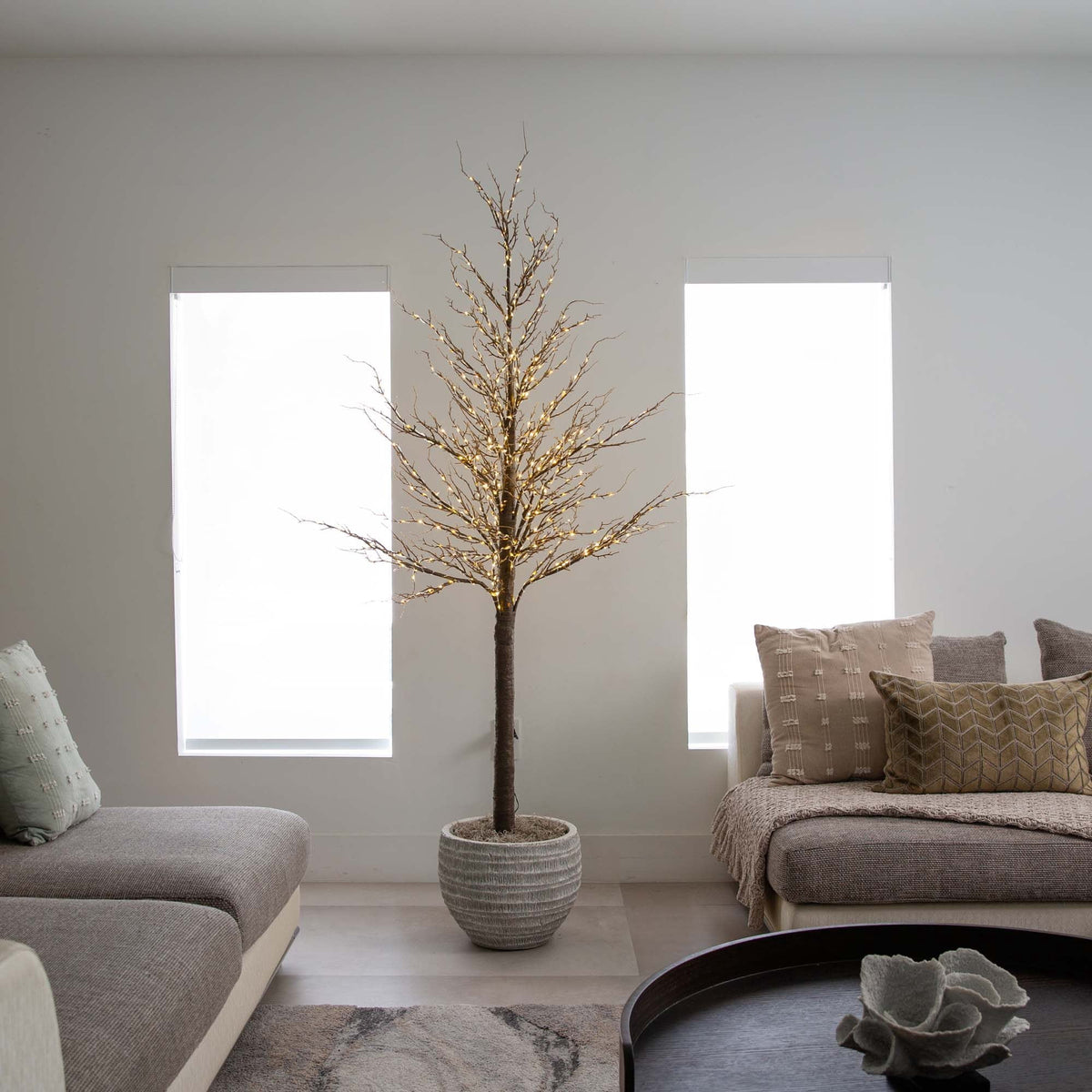 Nearly Natural Pre-Lit Brown Twig Artificial Christmas Tree - 4' - Warm White LED Lights