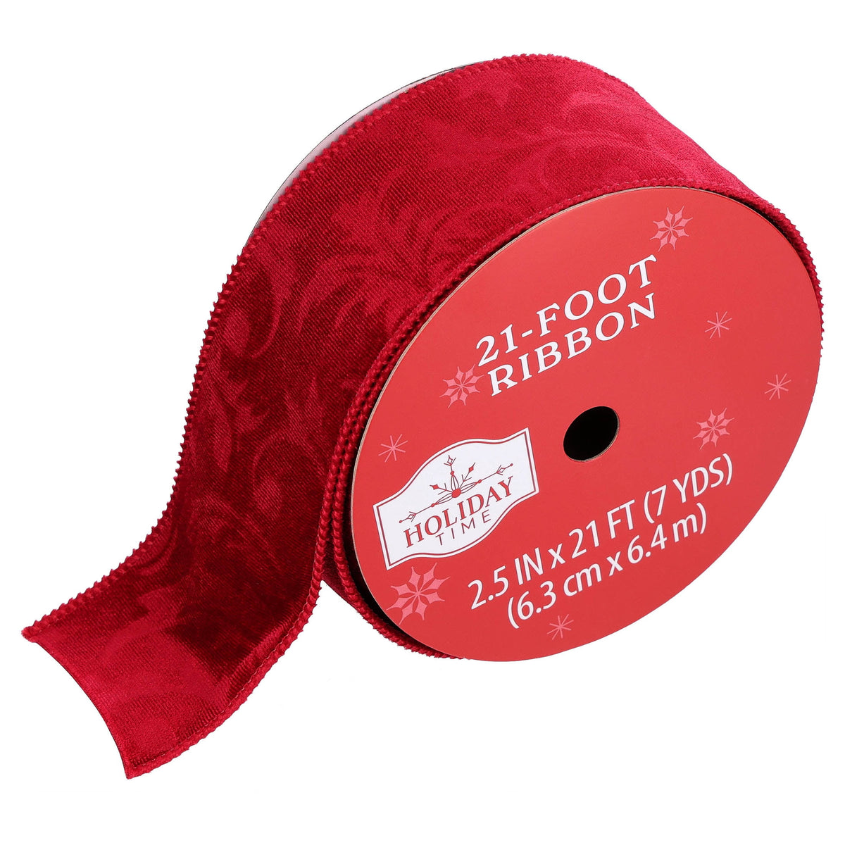 Red Embossed Christmas Ribbon, 2.5" x 21', by Holiday Time