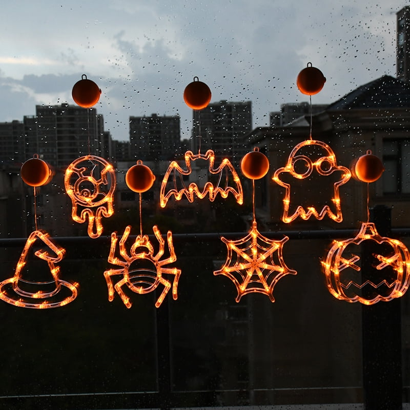 Halloween Window Lights Home Indoor LED Pumpkin Spider Ghost LED Sucker Lamp 2024 Halloween Party Hanging Decoration Kids Favors