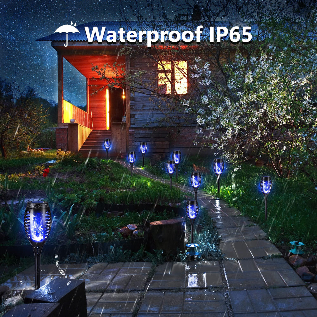 Toodour Outdoor Solar Lights, 6 Pack LED Solar Torch Lights with Flickering Flame, Waterproof Halloween Decoration for Patio Lawn Yard Pathway Garden