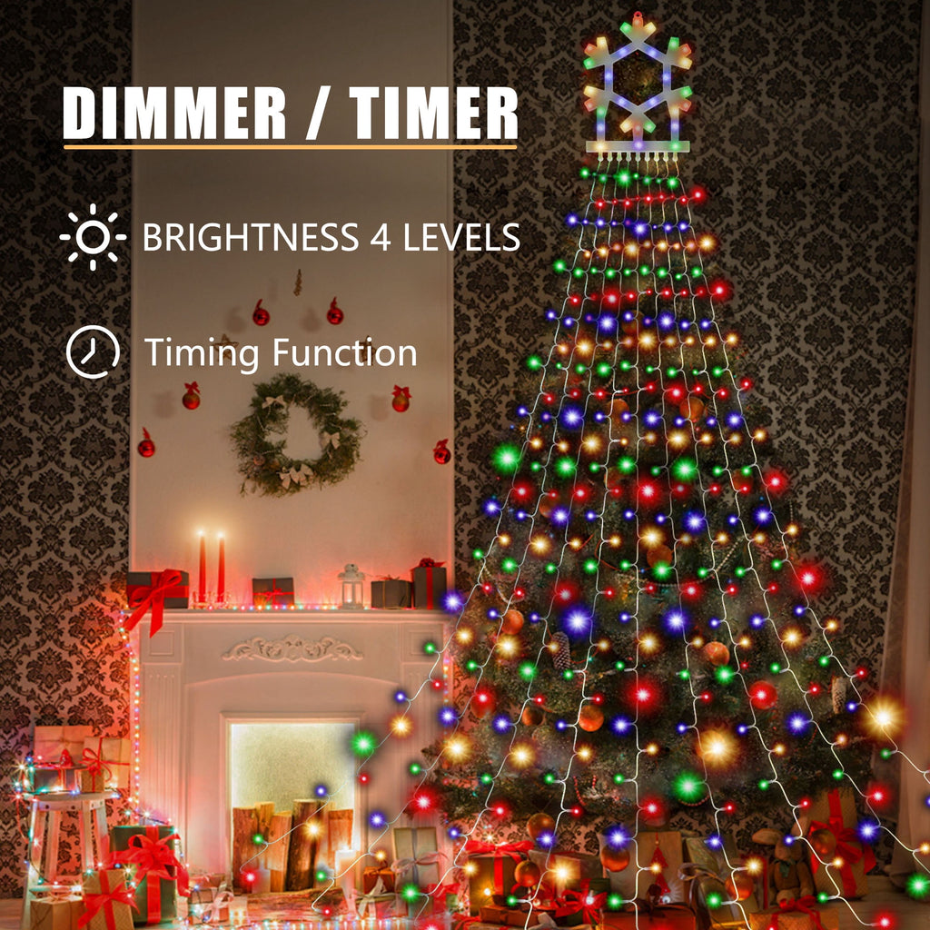 DAYBETTER Christmas String Lights Outdoor, Waterfall Star Lights with 317 LED, for Christmas Tree, New Year Decoration (Star-Multicolor)