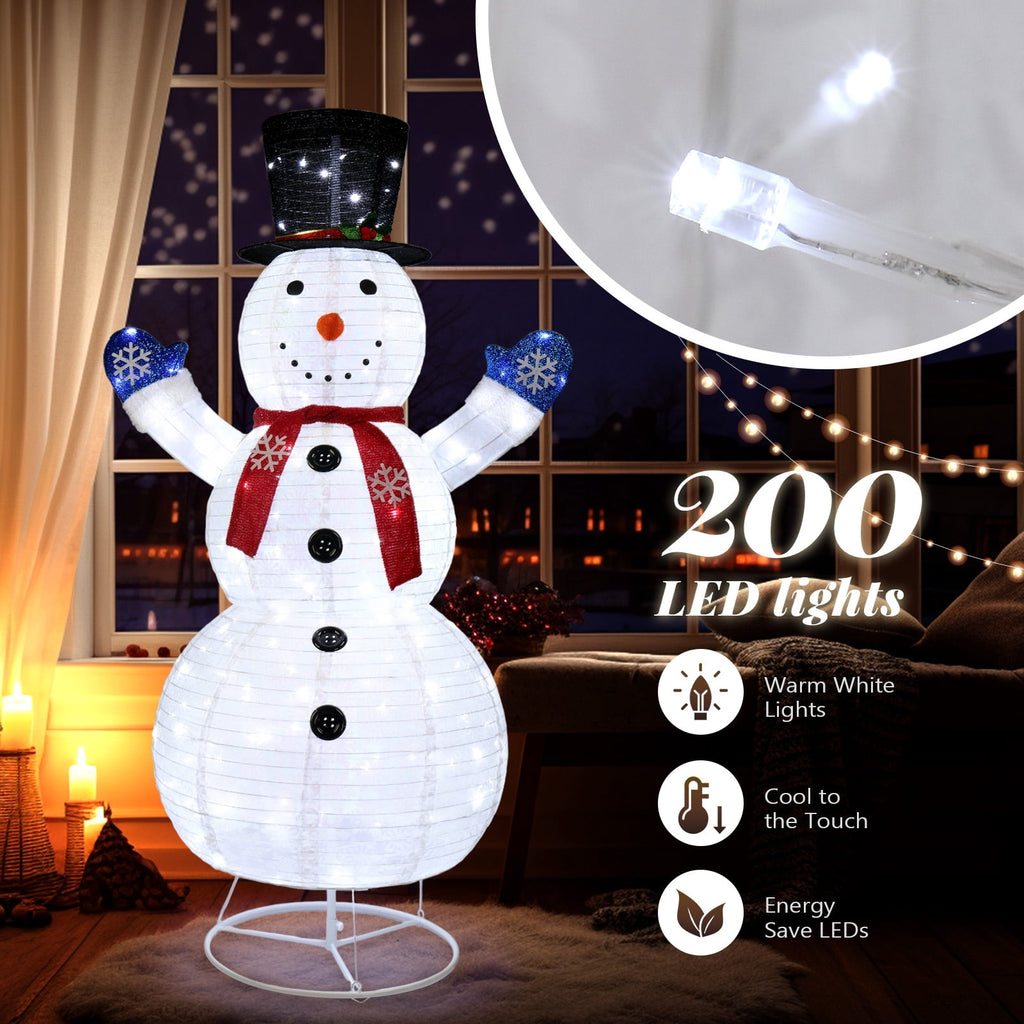 Zimtown LED Lighted Snowman Christmas Snowman w/ 180 LED Lights,Hat Christmas Outdoor Decoration