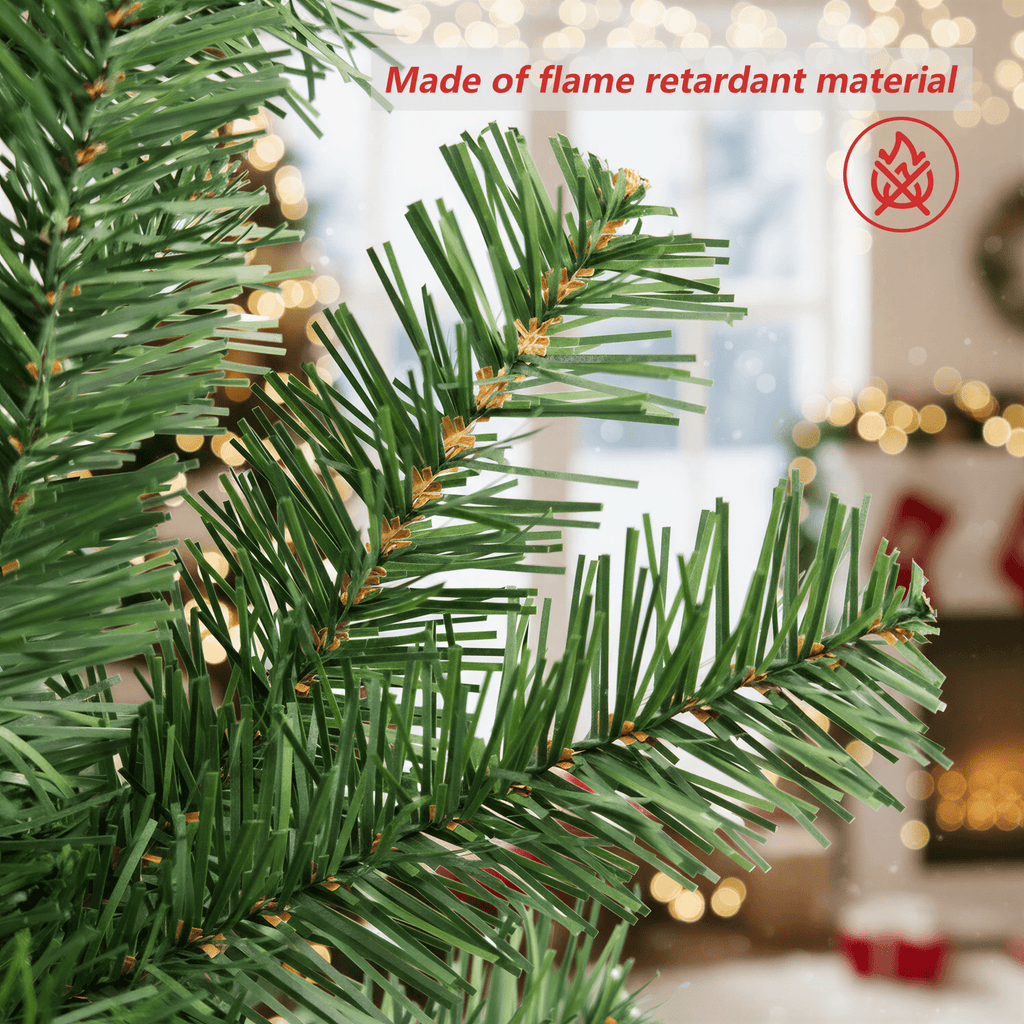 Jingle Joy 6 ft Evergrow Spruce Premium Hinged Artificial Christmas Tree, 833 Branch Tips, Unlit, Realistic Full Shape, Metal Stand Included
