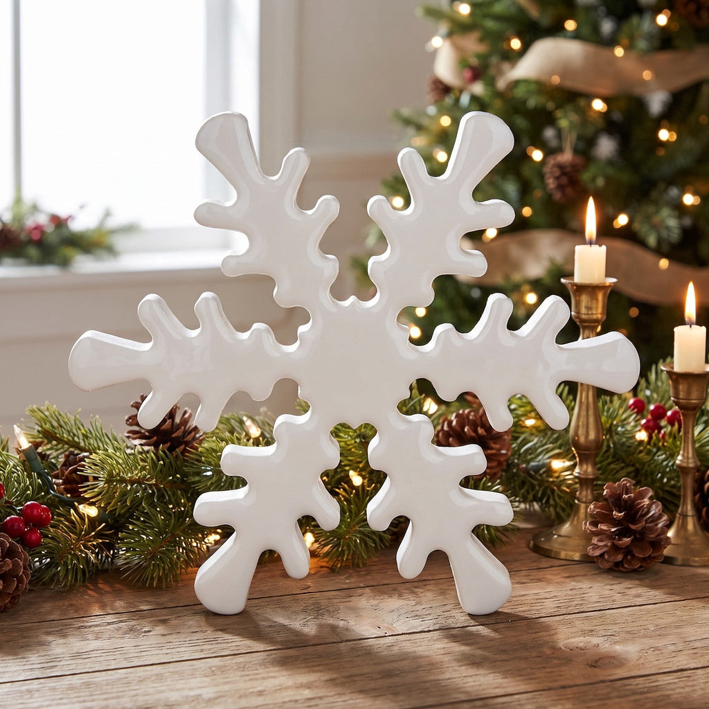 Small Wood Snowflake Christmas Decoration, White, 6", by Holiday Time