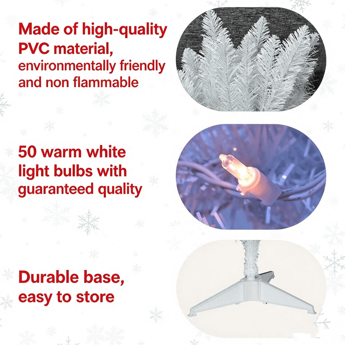Cowin 4ft Artificial Christmas Tree,Pre-lit Tinsel Pine Spruce Tree, Small Xmas Tree for Home, Office and Party,White