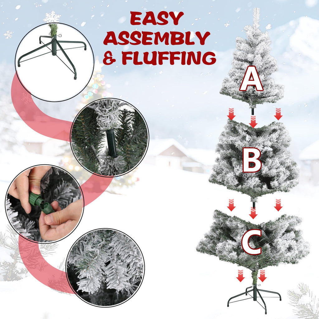 6/7ft Christmas Tree Small Artificial Pencil Tree Fake Christmas Tree with Lights Stand for Xmas Home Office Holiday Decoration