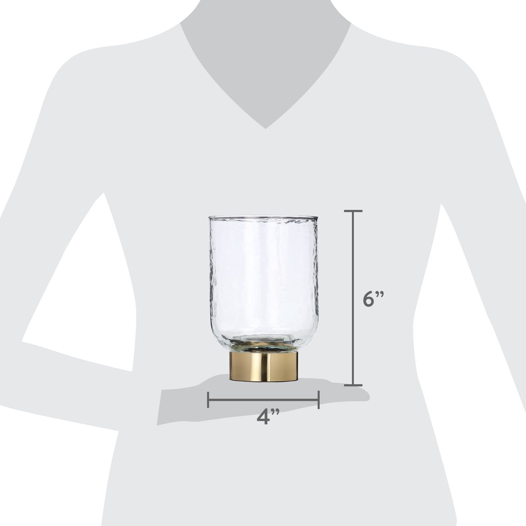 My Texas House Clear and Gold Glass Christmas Votive Candle Holder, 6"