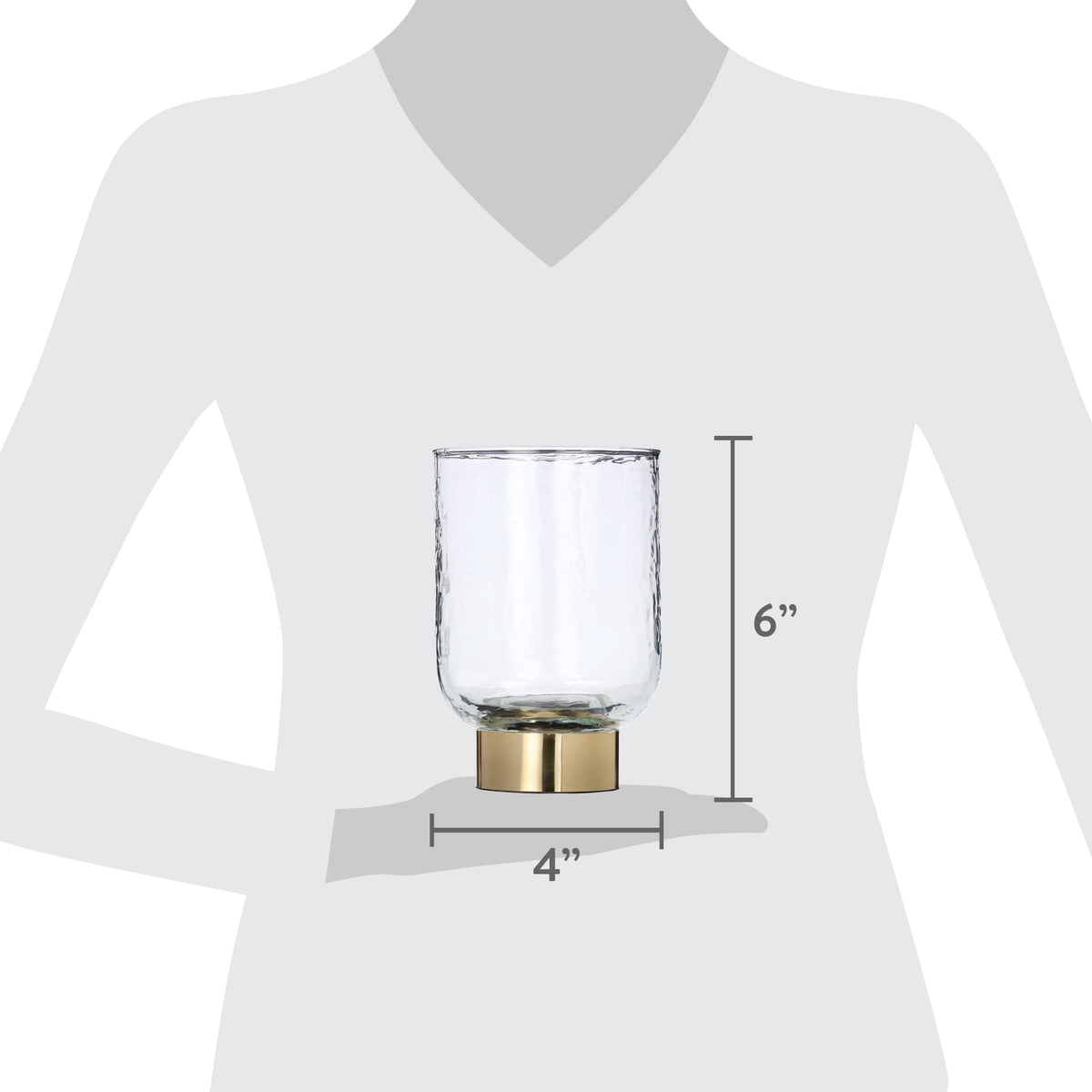 My Texas House Clear and Gold Glass Christmas Votive Candle Holder, 6"