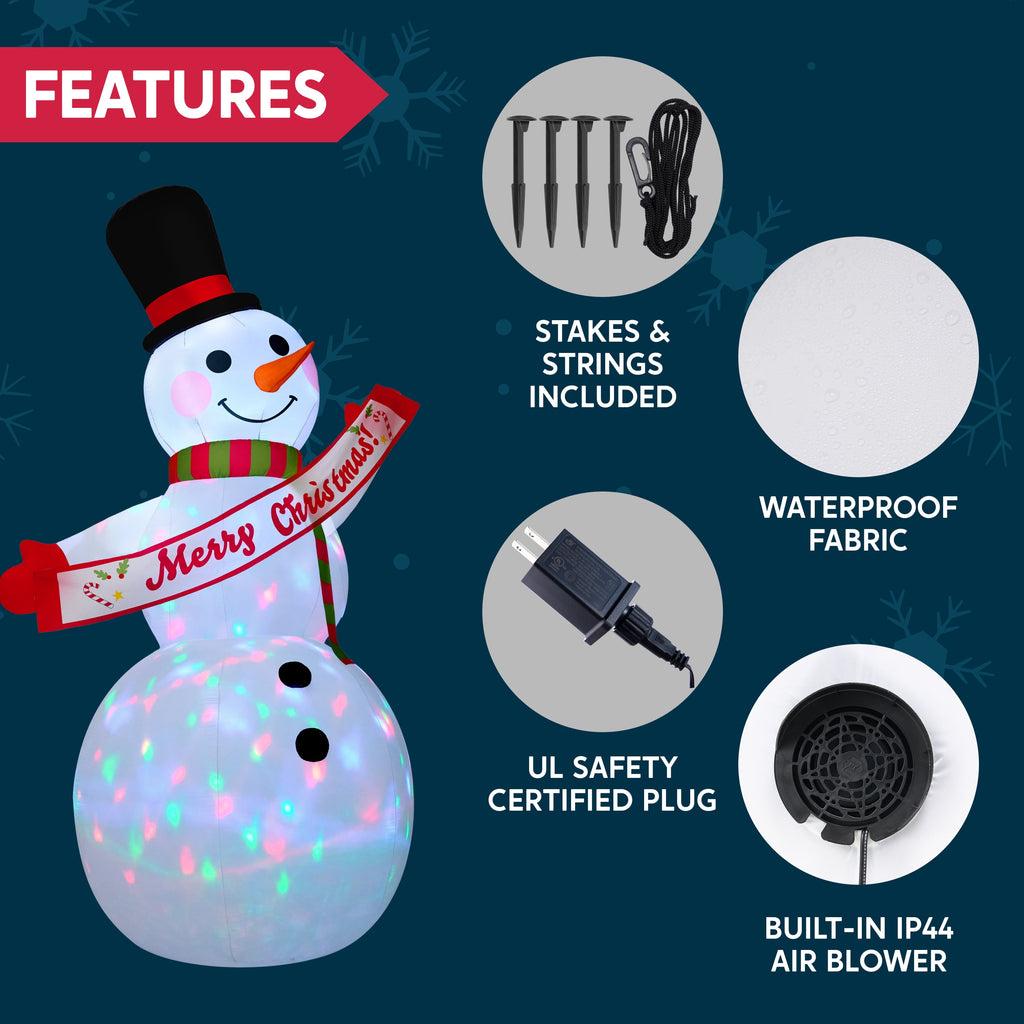 Joyfy 6 FT Christmas Inflatables Snowman Outdoor Decorations,Snowman Christmas Blow Ups Yard Christmas with Built-in LEDs for Holiday Party Garden Lawn Decor
