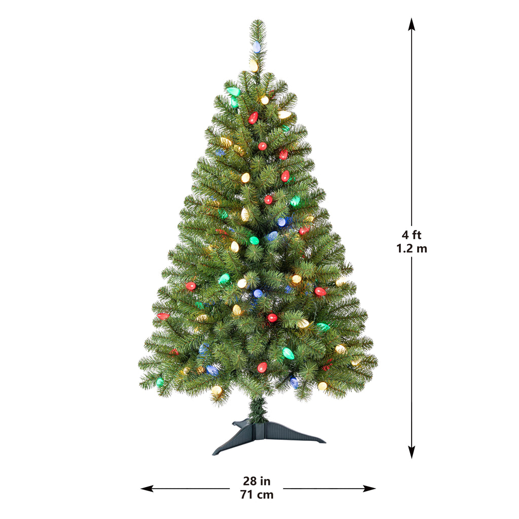 4ft. Pre-Lit Lakewood Spruce Artificial Christmas Tree, Warm White LED Lights by Ashland