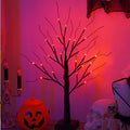 23.6 Inch Halloween Birch Tree Halloween Decorations Black Christmas Tree with 24LED Orange and Purple Lights and Halloween Lights Indoor Tabletop Tree Light,2 Light Modes,USB/Battery Power