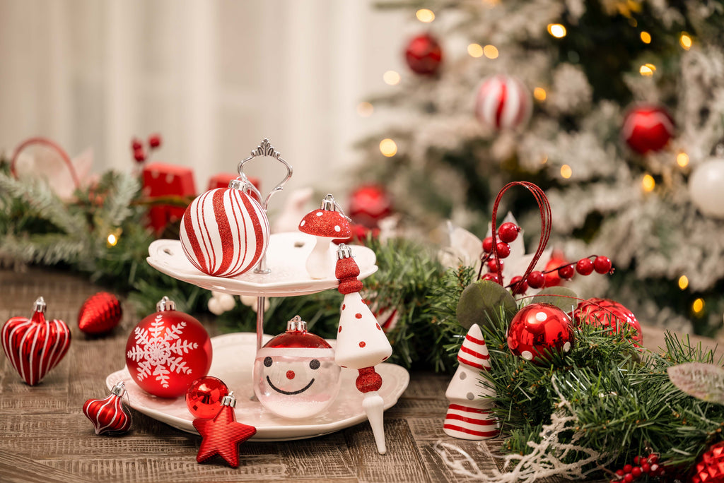 Valery Madelyn 24ct 2.36" Christmas Ball Ornaments, Red White Shatterproof Ornaments for Christmas Party Decor
