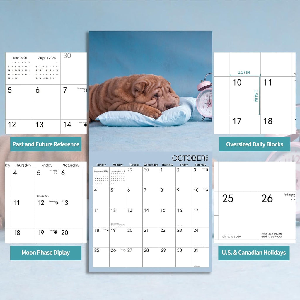 2026 Wall Calendar,Wolf Calendar 2025-2026,Wolf Monthly Wall Calendar, 12" x 24" Open,Family Planner Calendar with Wolf, Home & Office Organizer,Hangable