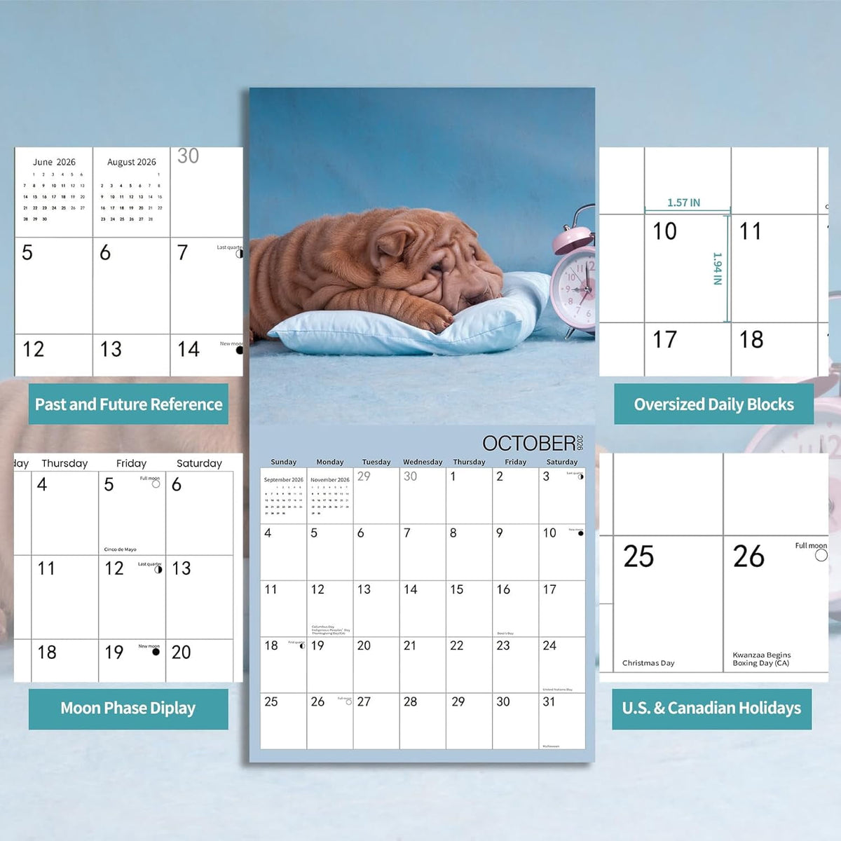 2026 Wall Calendar,Wolf Calendar 2025-2026,Wolf Monthly Wall Calendar, 12" x 24" Open,Family Planner Calendar with Wolf, Home & Office Organizer,Hangable