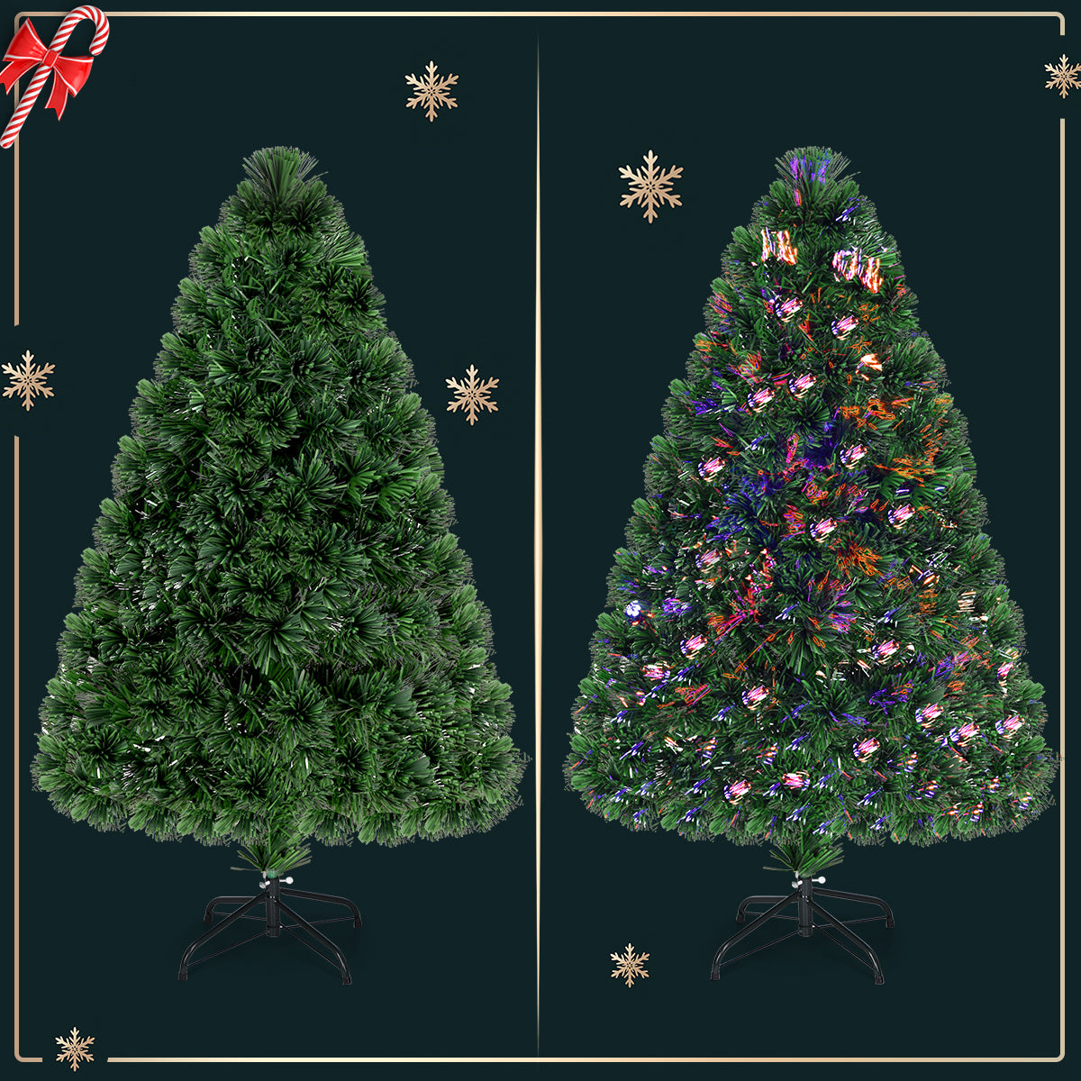 Topbuy 4'Fiber Optic Artificial PVC Christmas Tree w/ Met