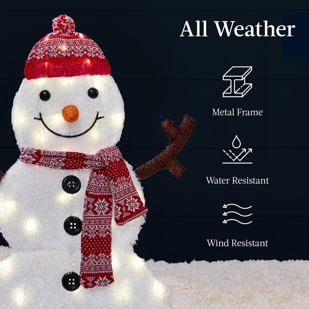 Best Choice Products 3-Piece 2D Lighted Snowman Family Set Outdoor Yard Decor w/ 135 Twinkling LED Lights