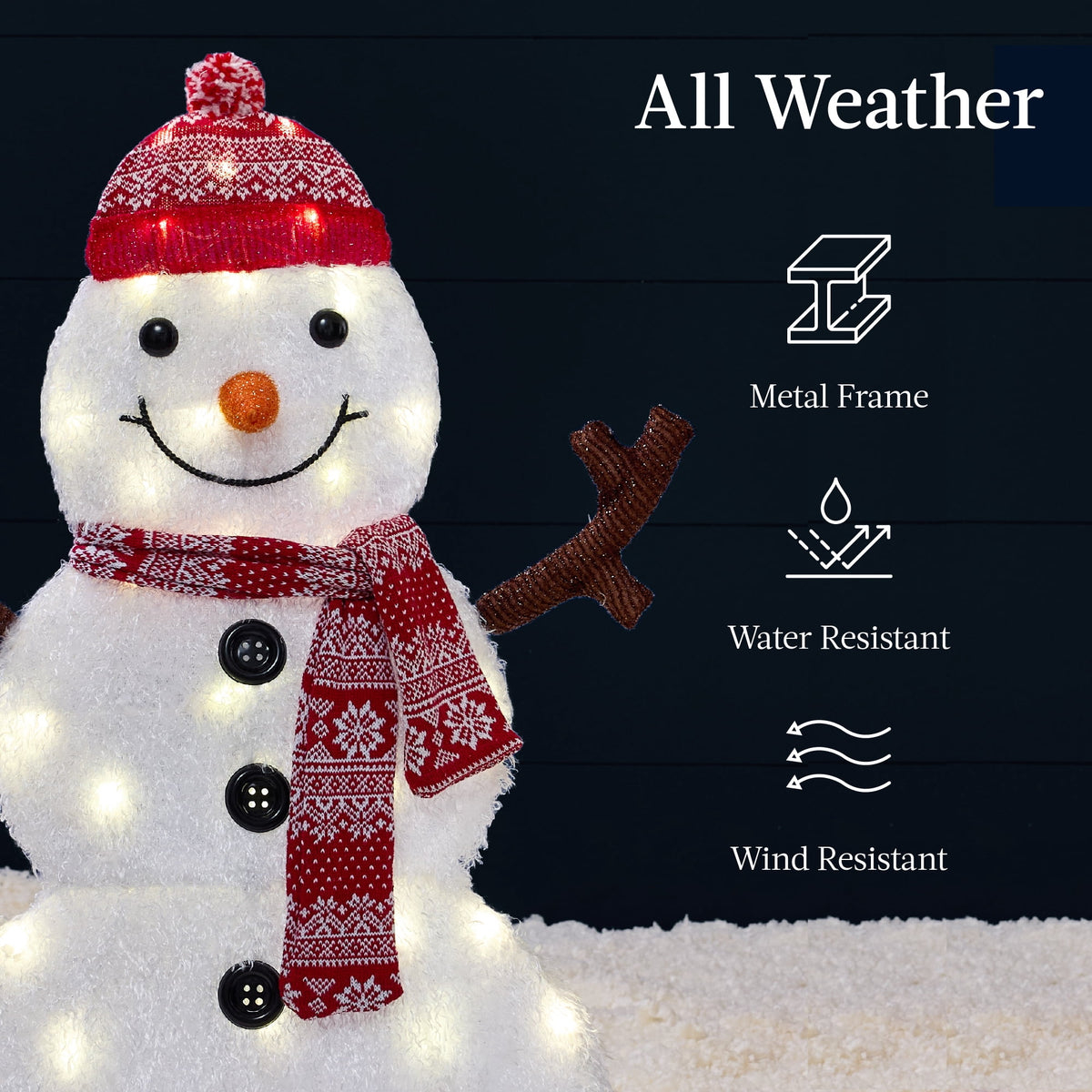 Best Choice Products 3-Piece 2D Lighted Snowman Family Set Outdoor Yard Decor w/ 135 Twinkling LED Lights