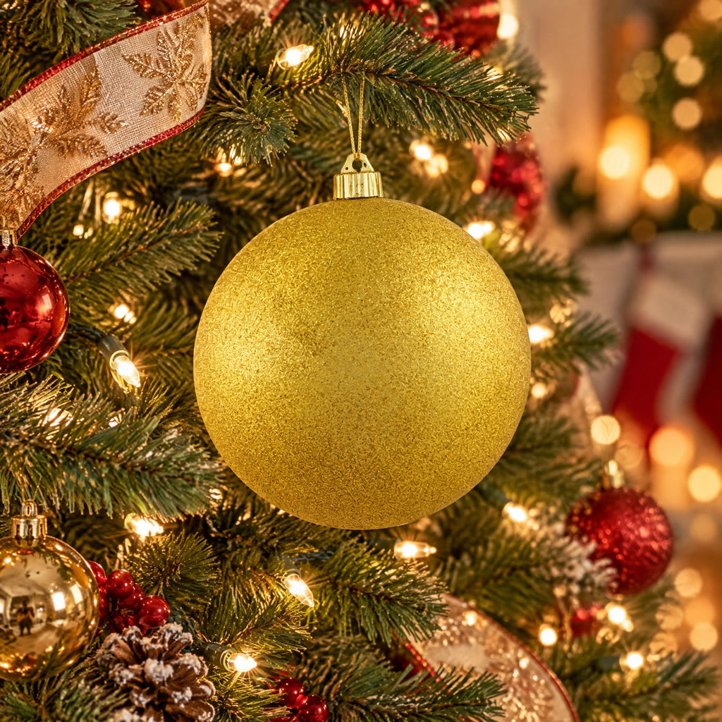 Gold Jumbo Glitter Ball Shatterproof Christmas Ornament, 8", by Holiday Time