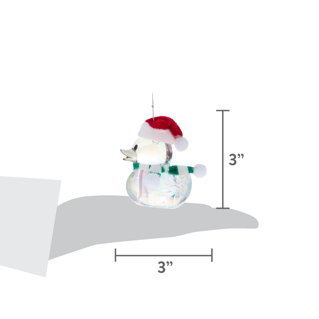 Iridescent Rubber Duckie with Santa Hat Christmas Ornament, 3", by Holiday Time