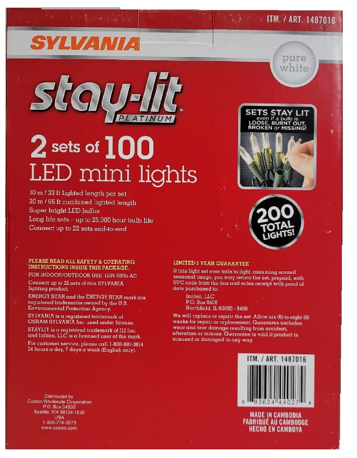 Sylvania Stay-lit 100 Mini Pure White LED Lights (Pack of 2)