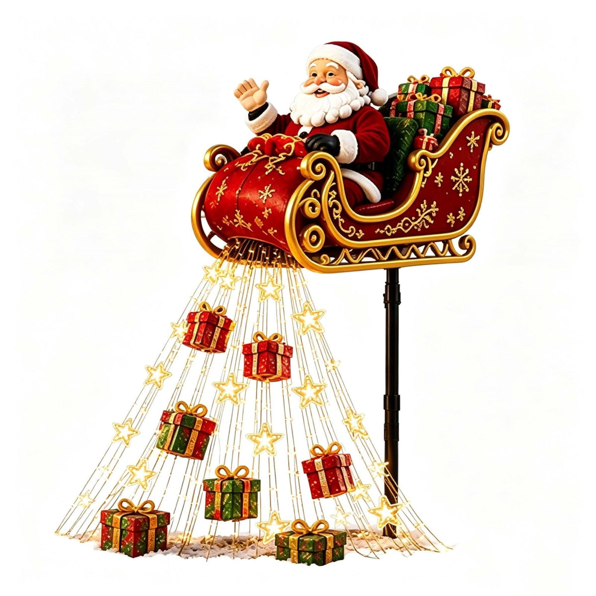 Luckky Christmas Bell Cascade Solar Yard Light, 39.37 Inch Warm White Cascading Bell Garden Stake Light, Solar‑Powered Outdoor Christmas Decor for Lawn, Garden, Pathway & Front Yard, 1 Pack