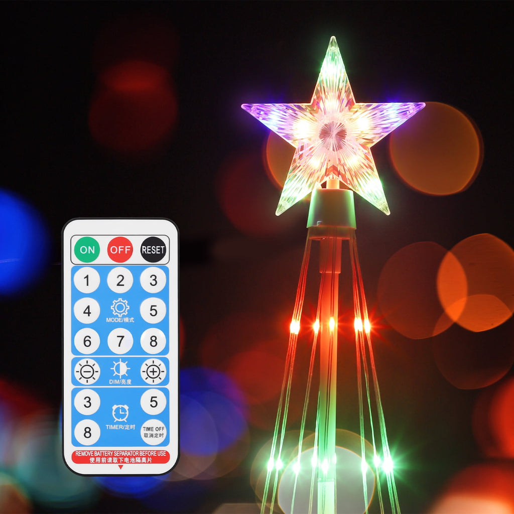 Oumilen Outdoor 6ft Lighted Christmas Tree LED Tree Solar Powered, Multicolor