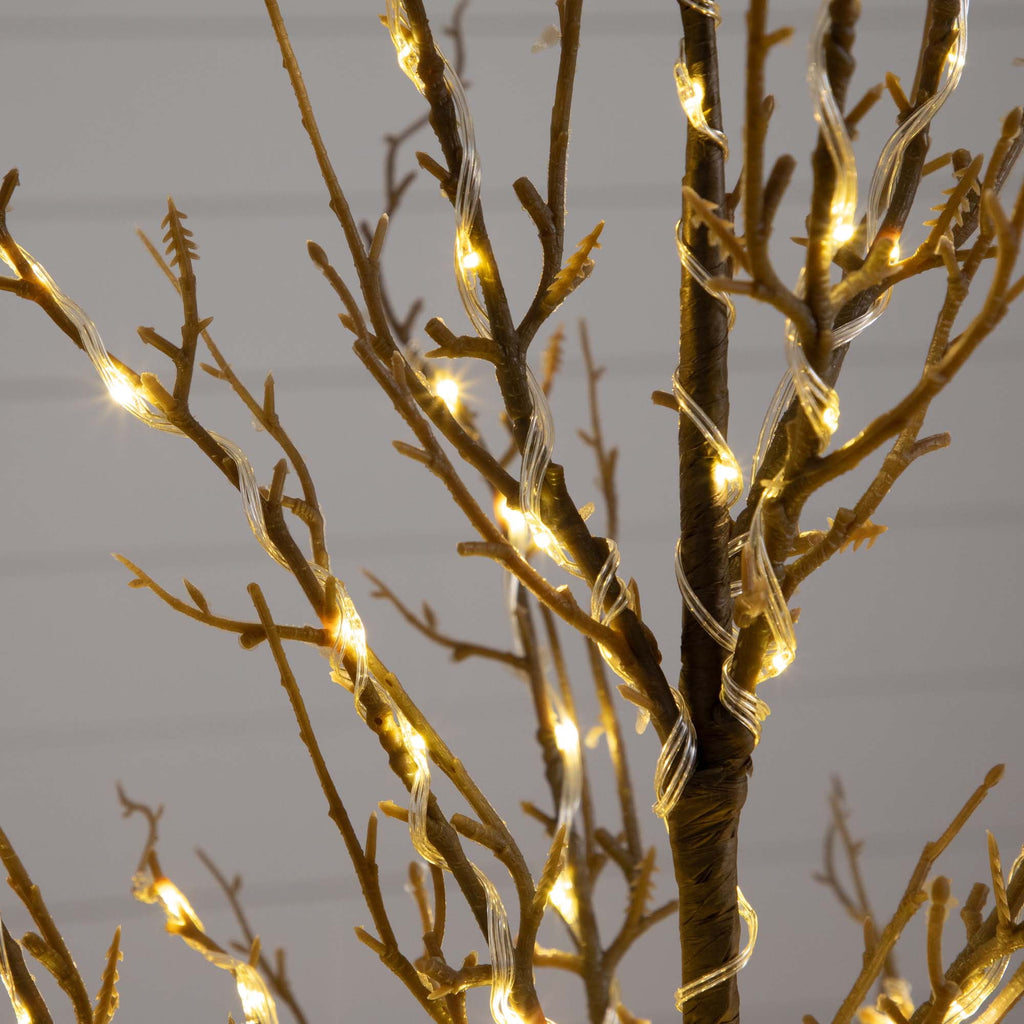 Nearly Natural Pre-Lit Brown Twig Artificial Christmas Tree - 4' - Warm White LED Lights