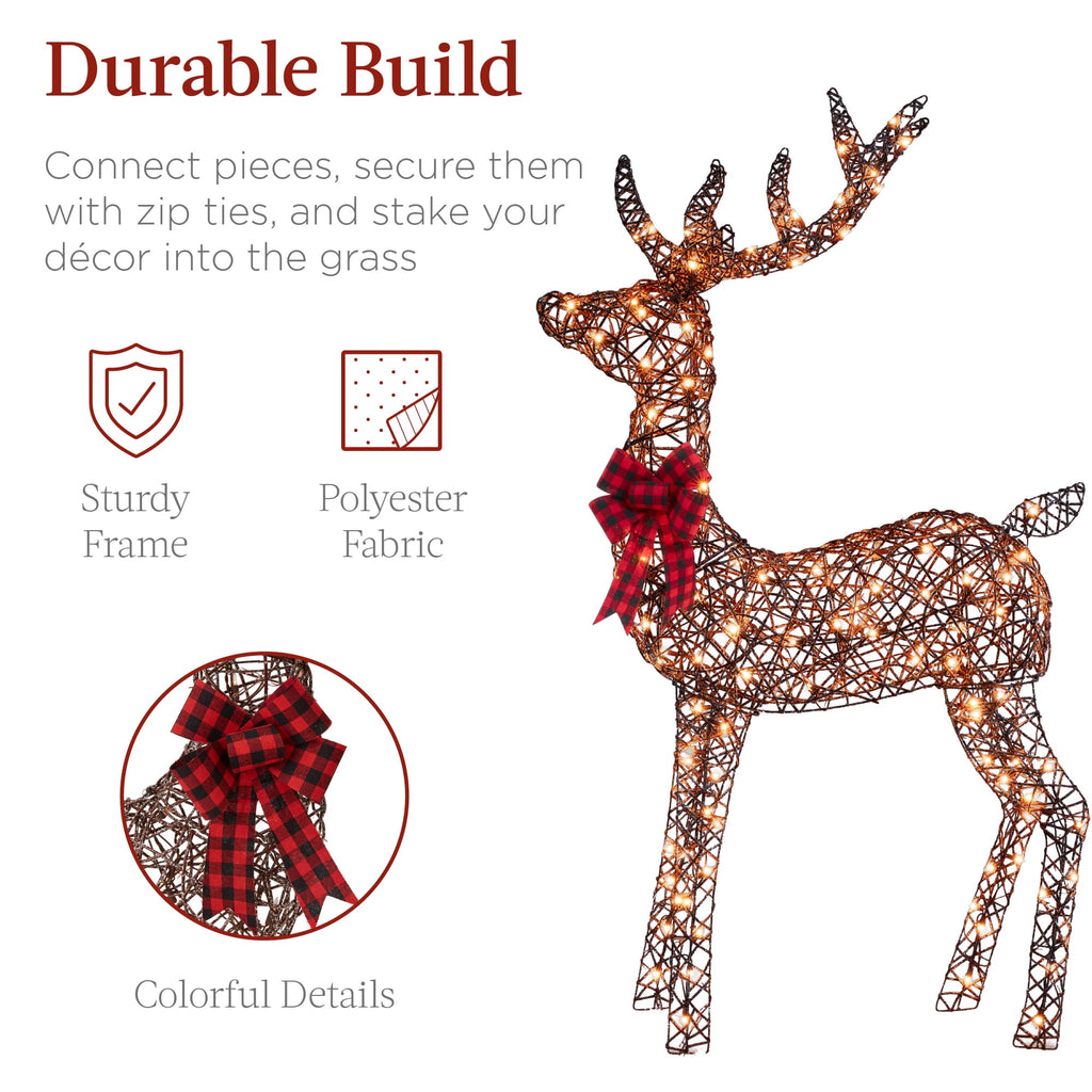 Best Choice Products 3-Piece Lighted Christmas Deer Set Outdoor Yard Decoration w/ 360 LED Lights, Stakes - White