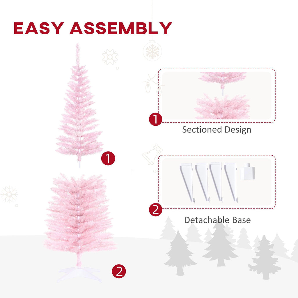 Kadyn Christmas Tree, Xmas Trees,6' Artificial Pencil Christmas Tree with 390 Realistic Branch Tips and Plastic Stand, Silver