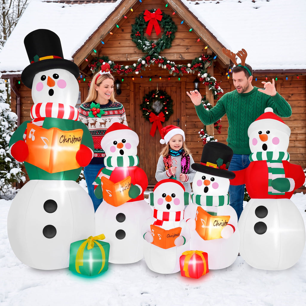 Firstness 6.5Ft High Christmas Inflatable Snowman Family with LED Lights Christmas Outdoor Decoration