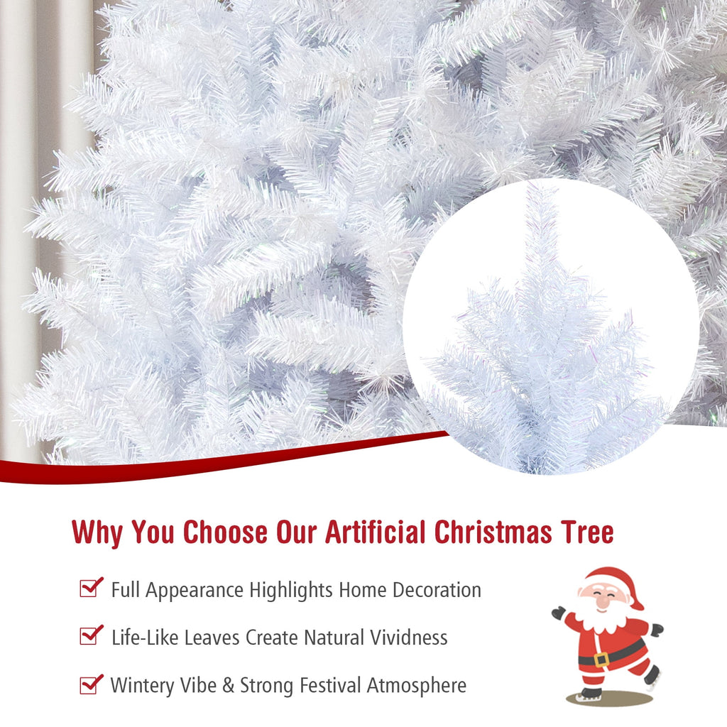 Topbuy 6FT White Realistic Xmas Tree, Lush Christmas Tree W/ 792 PVC & PET Branch Tips
