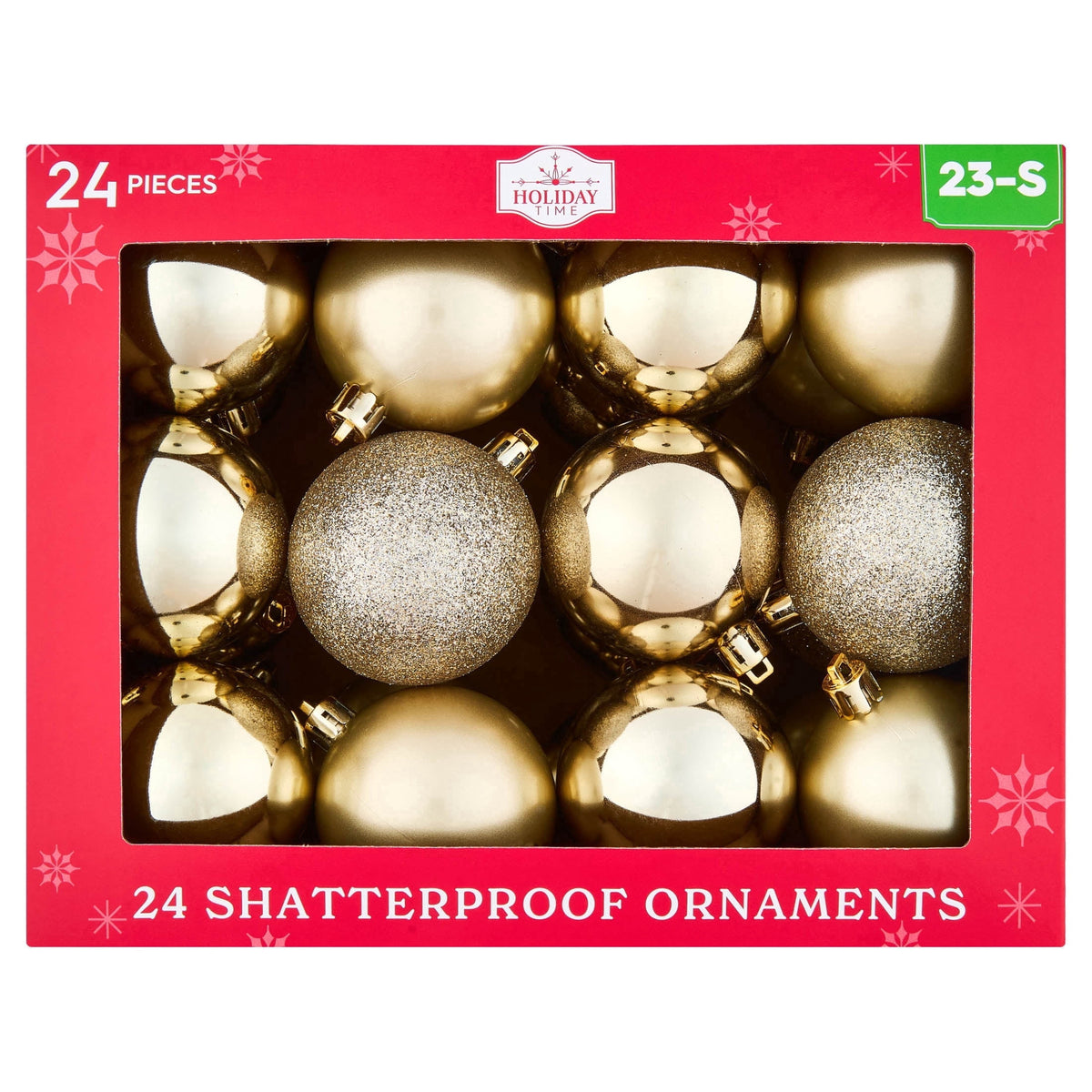 24-Count Red/Green/Gold Ball Shatterproof Christmas Ornaments, 2.8", by Holiday Time