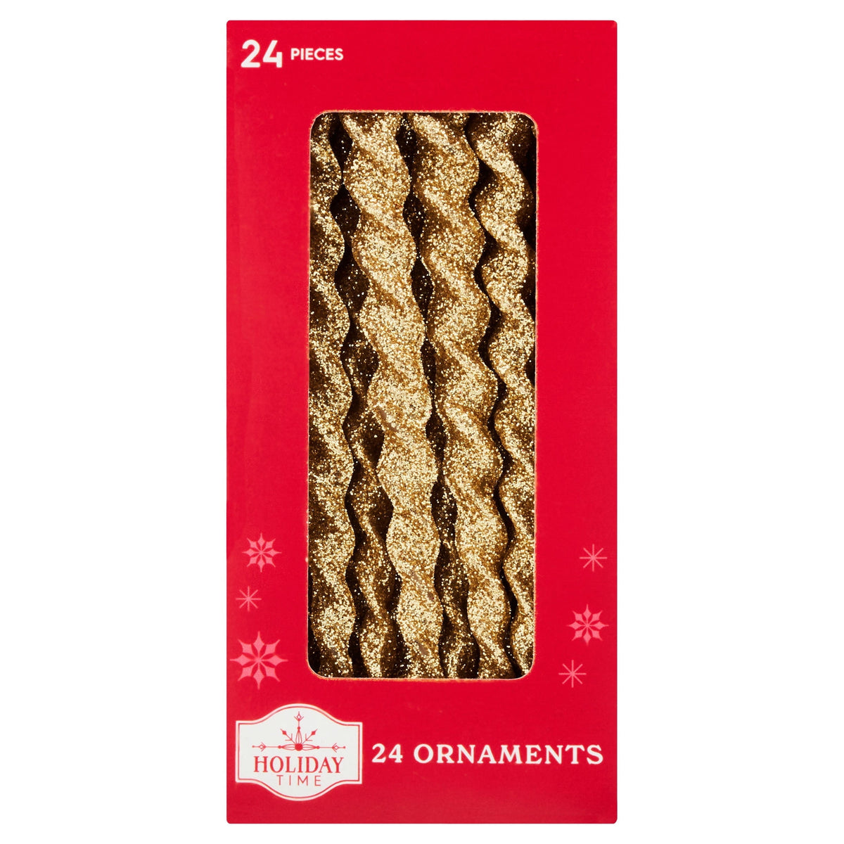24-Count Red Glitter Icicle Christmas Ornaments, 5.3", by Holiday Time