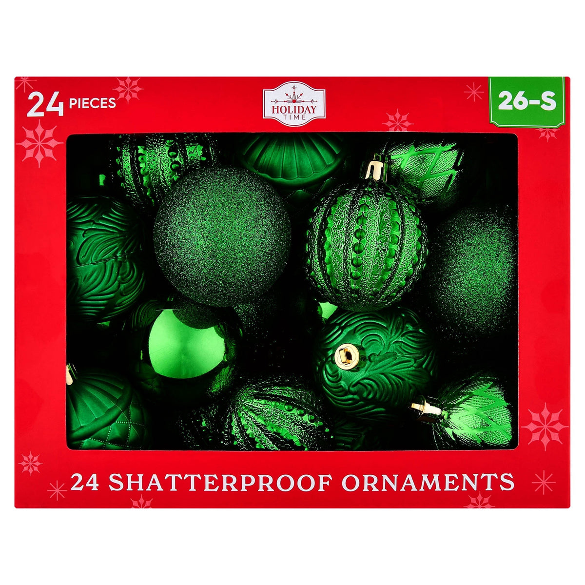 24-Count Red/Green/Gold Ball Shatterproof Christmas Ornaments, 2.8", by Holiday Time