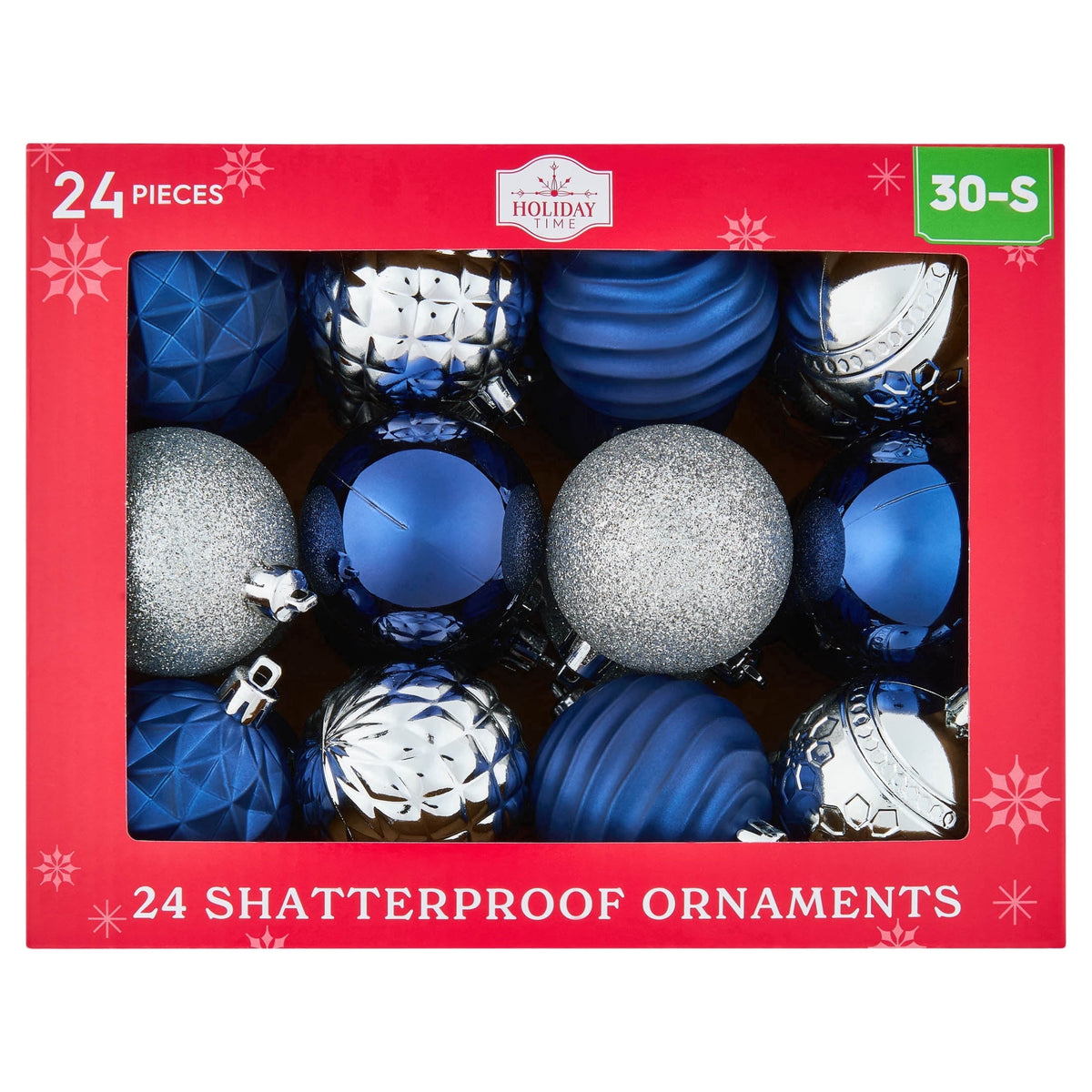 24-Count Red/Green/Gold Ball Shatterproof Christmas Ornaments, 2.8", by Holiday Time