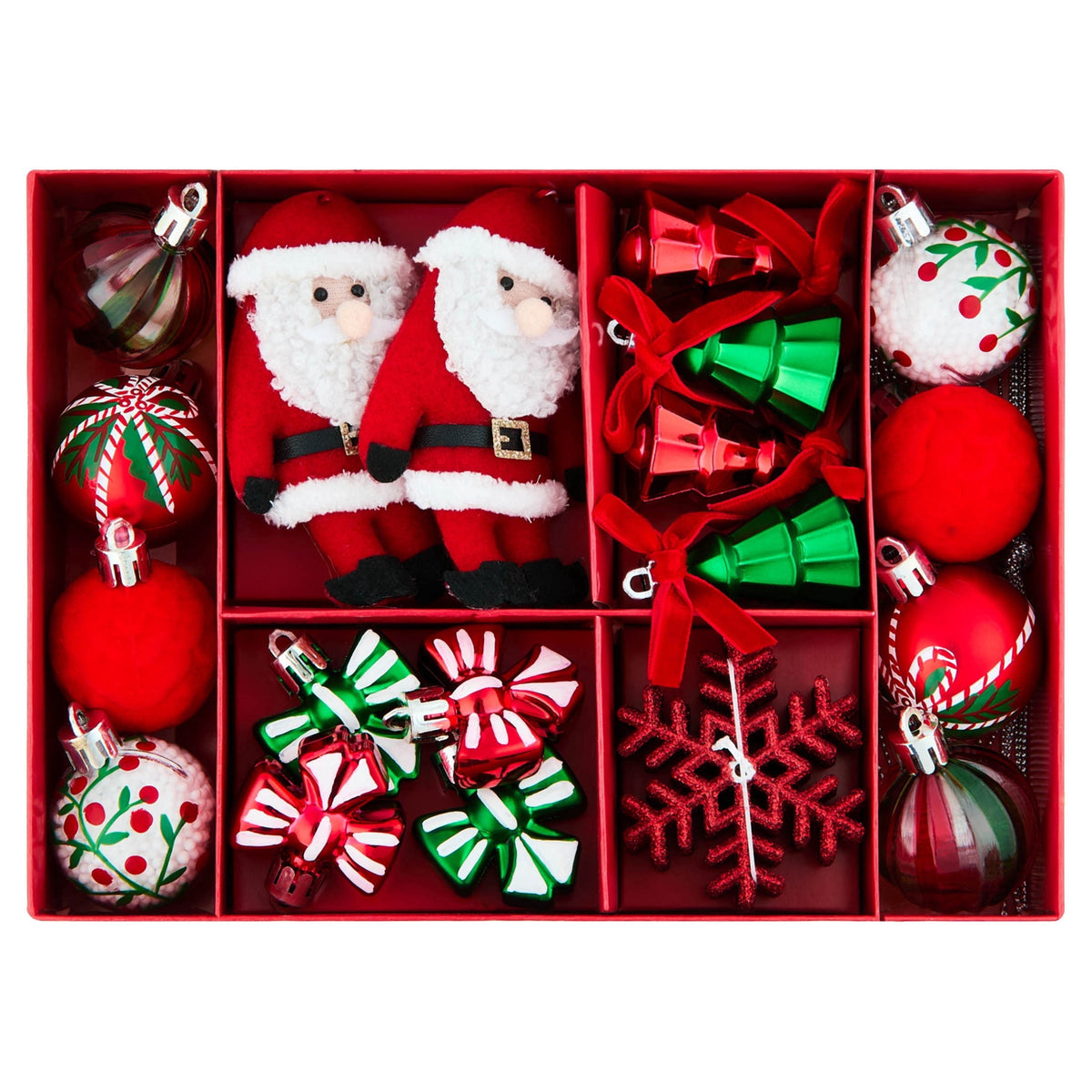 24-Count Red/Green/White Mini Christmas Ornaments, by Holiday Time