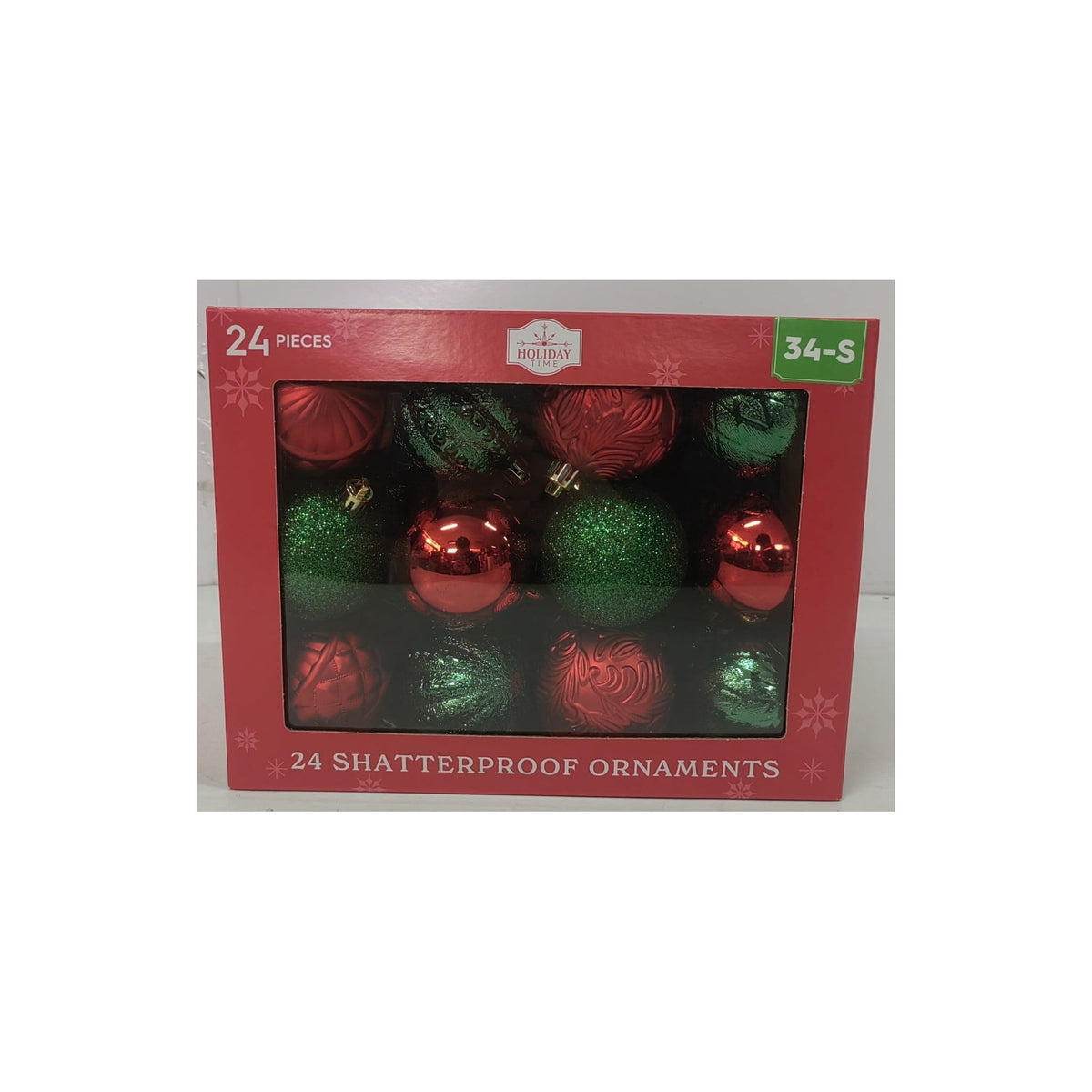 24-Count Red/Green/Gold Ball Shatterproof Christmas Ornaments, 2.8", by Holiday Time
