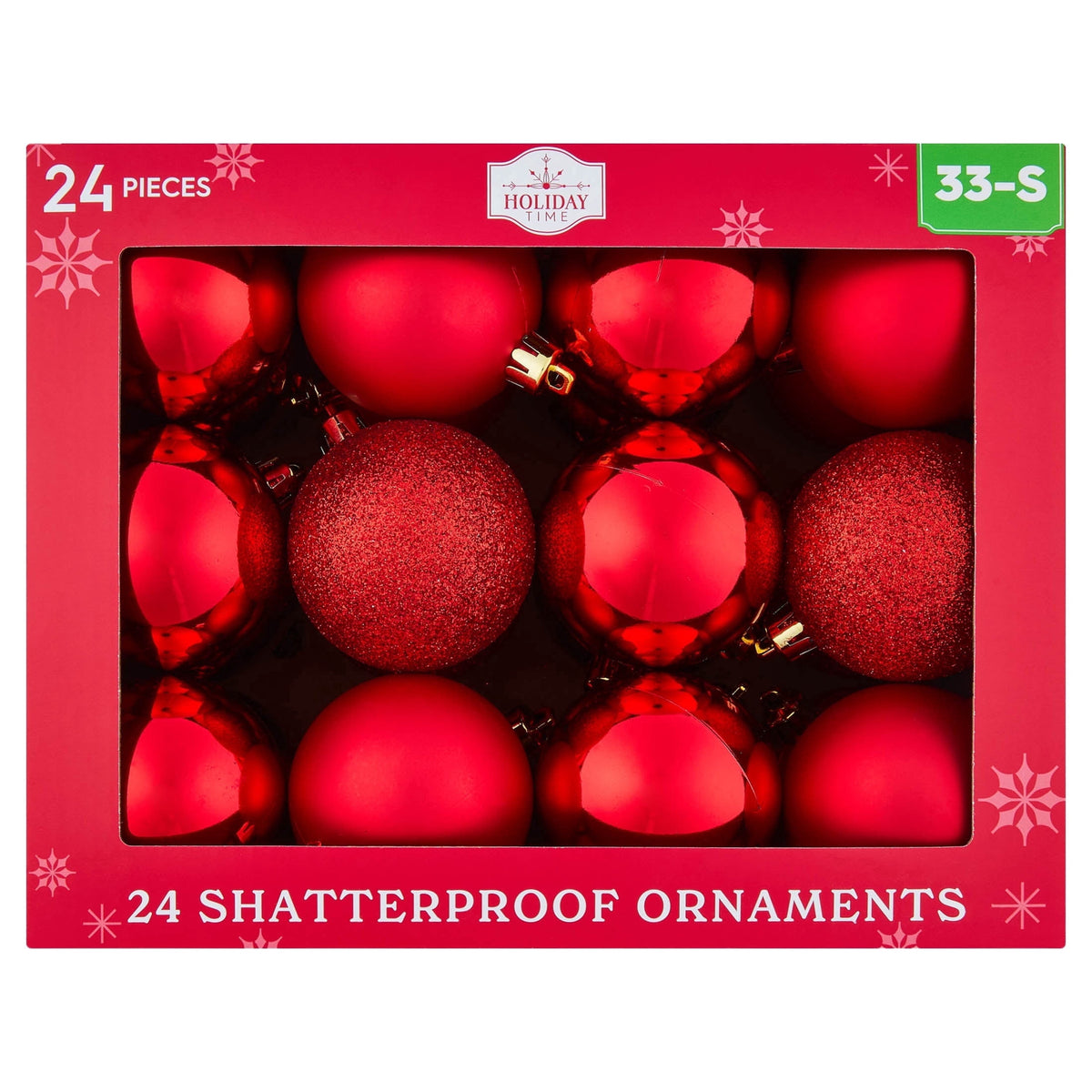 24-Count Red/Green/Gold Ball Shatterproof Christmas Ornaments, 2.8", by Holiday Time