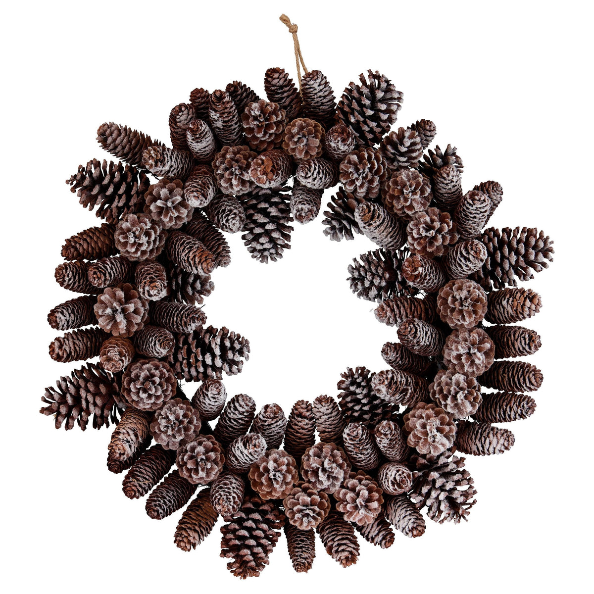 Snow-Flocked Pinecone Christmas Wreath, Brown and White, 24", by Holiday Time
