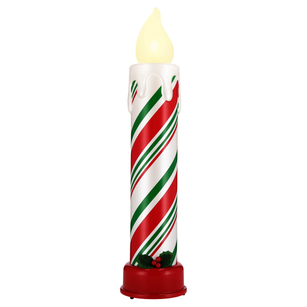 Mr. Christmas 24" Blow Mold Red, White and Green Striped Candle