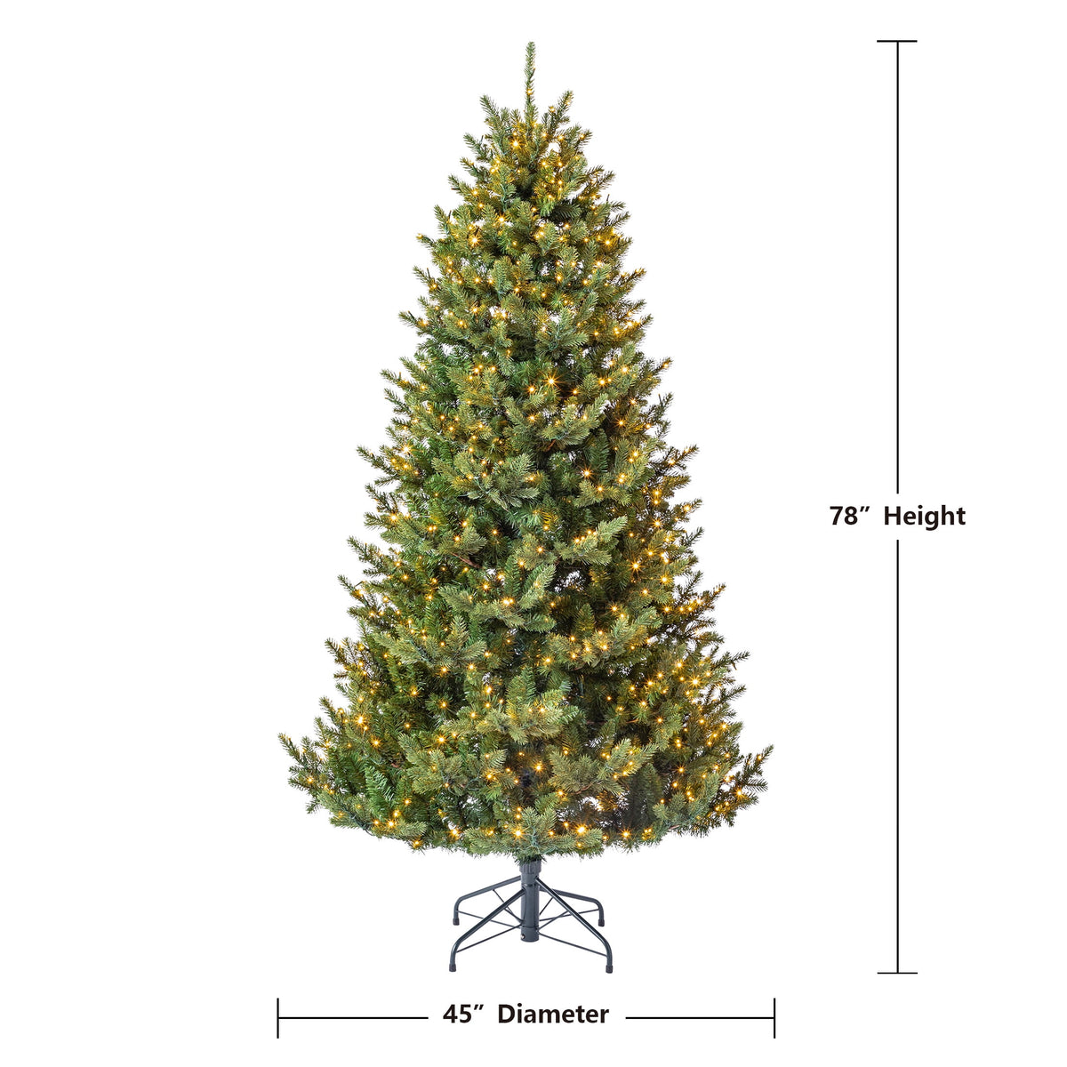 My Texas House 9' Pre-Lit Grand Spruce Green Artificial Christmas Tree with LumaDazzle Color-Changing Twinkle LED Lights, Quick Set, and Stand