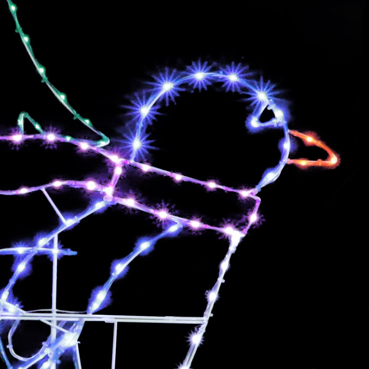 Set of 3 Skiing Penguins with Tree Christmas Outdoor Décor with 614 Multi-Color LED Lights with Motion