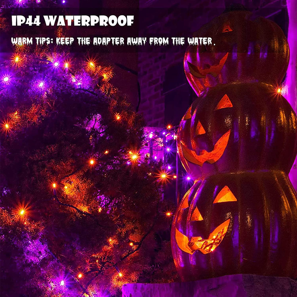 Toodour Orange & Purple Halloween Lights, 82ft 200 LED Plug in Halloween String Lights with 8 Modes, Memory & Timer Function, Connectable Halloween Outdoor Lights for Home, Garden, Halloween Decor