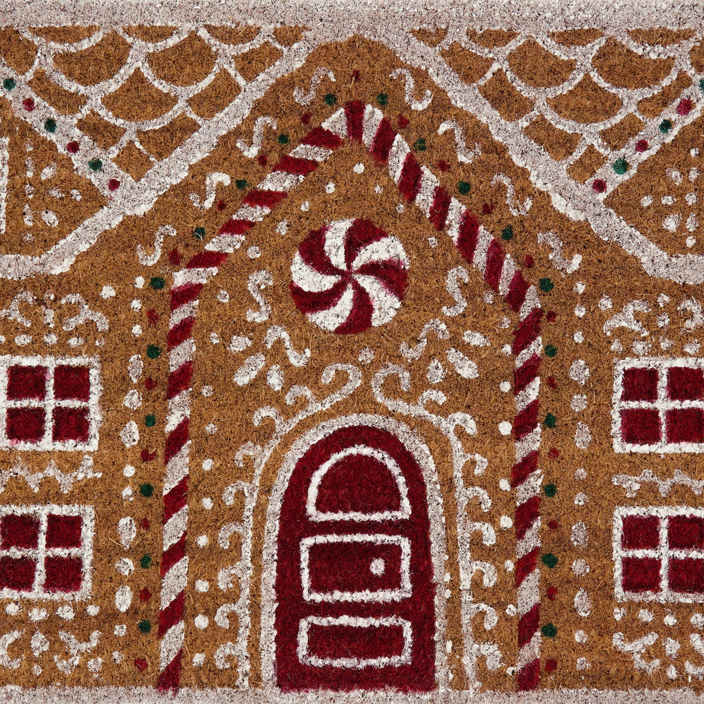 My Texas House Multicolor Gingerbread House Outdoor Coir Christmas Doormat, 18" x 30"