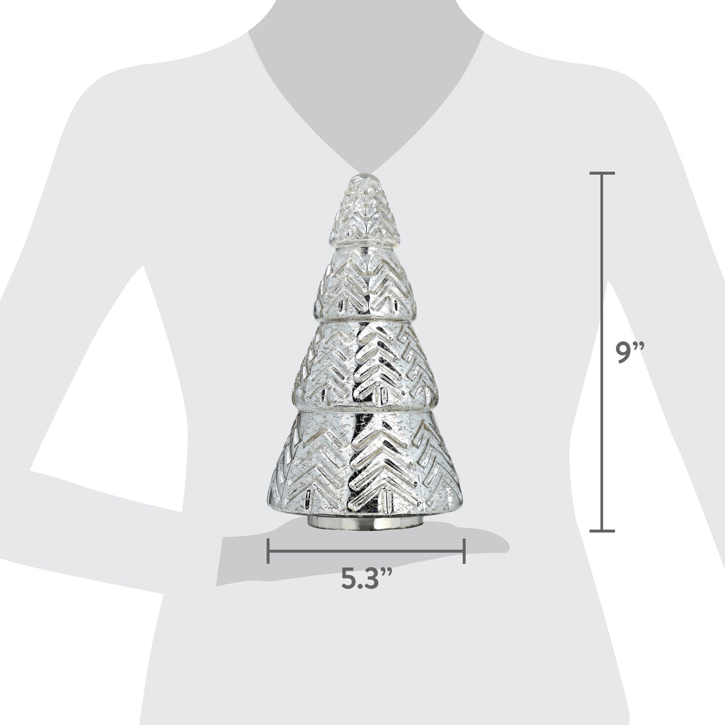 My Texas House Glass Tree Christmas Decoration, Silver, 9"