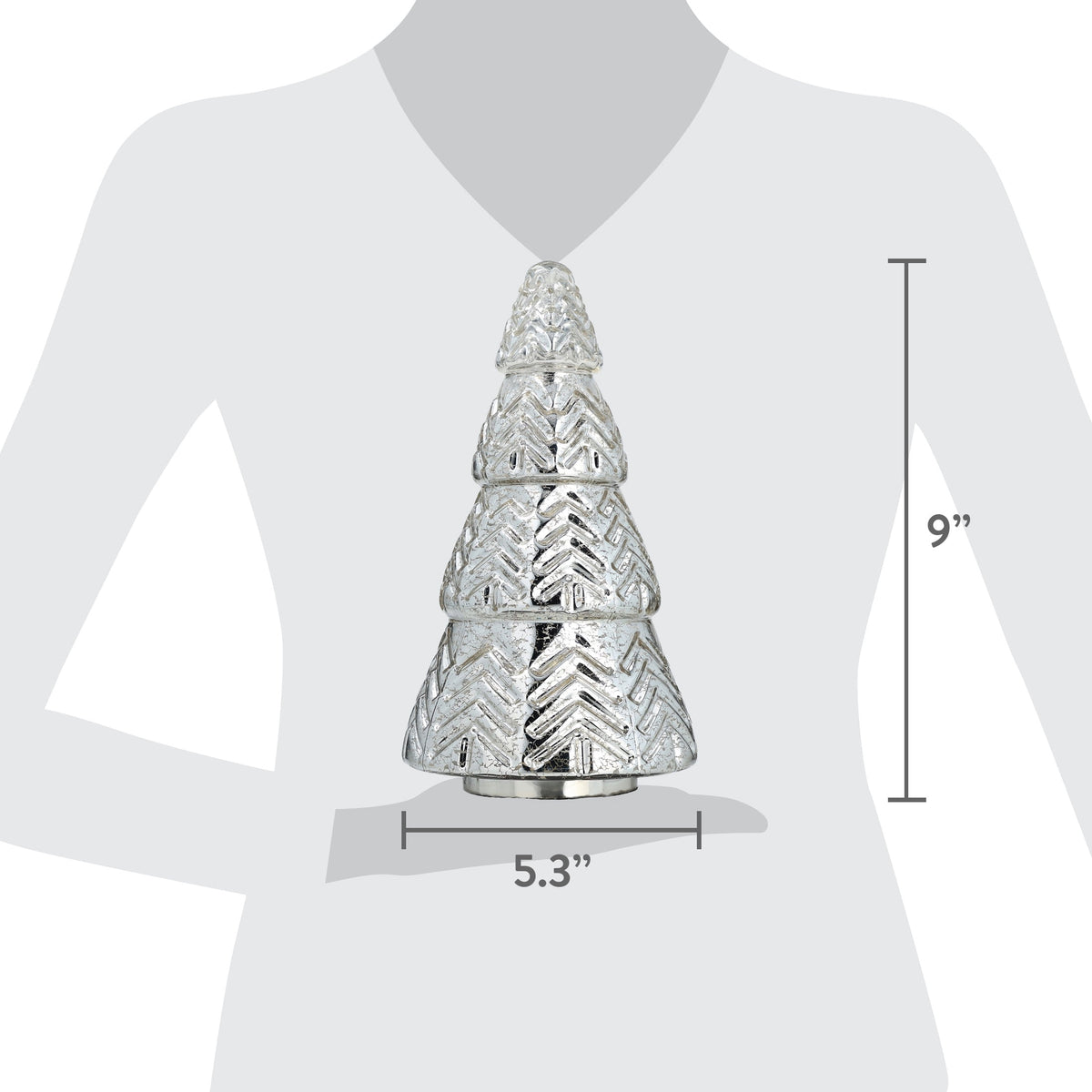 My Texas House Glass Tree Christmas Decoration, Silver, 9"